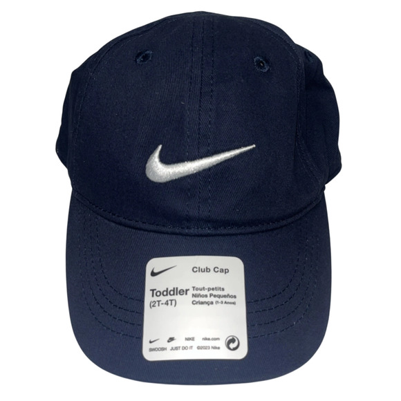 Nike Club Cap Kids Toddler Swoosh Adjustable Hat Obsidian White 2-4T New - Picture 7 of 11